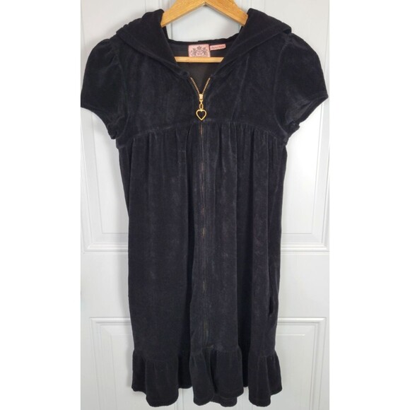 Juicy Couture Vintage Y2K Terry Cloth Hooded Mini Dress Size S Swim Cover - Picture 1 of 7